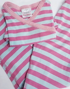 Girls Hanna Andersson Pajamas Size 130/8 Pink Striped Organic 2 Piece Pant Set - Picture 1 of 5