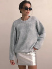 Women Chic Metallic Rib Trim Foil Hooded Sweater Casual Long Sleeve Drawstring P