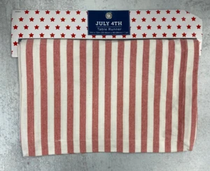 Red and white table runner 14"x 72 " Patriotic party decor Americana Summer - Picture 1 of 1