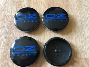 4X OZ Racing Universal Wheel Centre Cap Hub Center Caps 56mm 5.6cm Black / Blue - Picture 1 of 2