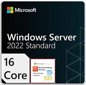 Windows Server 2022 Standard Edition with 50 RDS CALs, 16 Core License - Picture 1 of 1