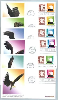 2012 EAGLE Presorted (25c) Sc 4585-4590 coil FDCs set of 6 Fleetwood cachets - Image 1 of 3