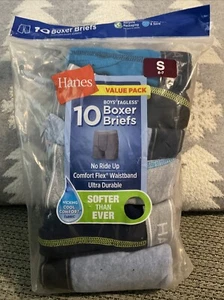 Hanes Boys Tagless Boxer Briefs 10-Pack Pair Size Small 6-7 New Solids Comfort - Picture 1 of 3