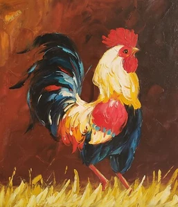 Gallo, Artículo Nº.- 4, 24x20, Pintura al óleo sobre lienzo 100% pintada a mano - Imagen 1 de 6