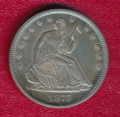 1875-S SEATED LIBERTY SILVER HALF DOLLAR **CHOICE BRILLIANT UNCIRCULATED** - Image 1 of 2