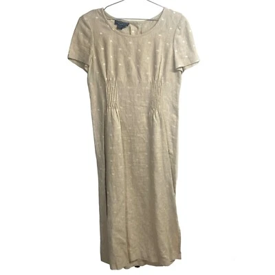 Vestido largo Cynthia Howie para mujer 10 lino bordado crema Foto 1 de 4