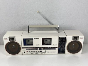 SHARP QT-88 Double Radio Cassette Player Table Component System White Retro - Picture 1 of 18