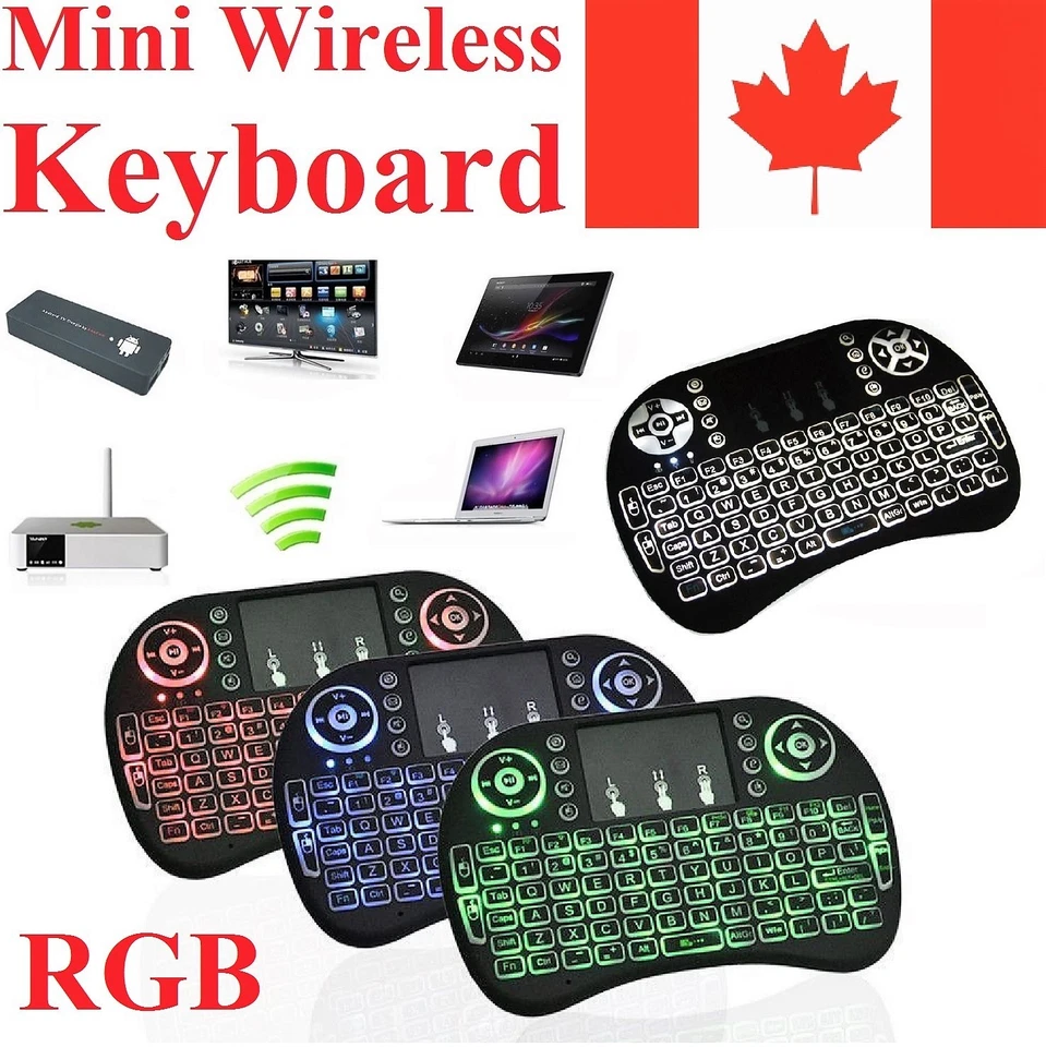 RGB Wireless Keyboard Remote + Mouse Touch Pad for Android TV Box Computer PS4 - Image 1 of 4
