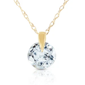 0.65 CTW 14K Solid gold fine Unforgettable Aquamarine Necklace 16-24" - Picture 1 of 6