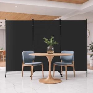 Partition Room Dividers 3 Panel Folding Privacy Screen 6Ft Wall Divider Black - Picture 1 of 24