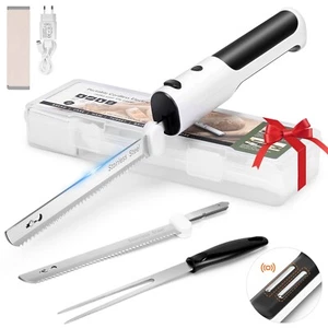 Cordless Electric Knife with Dual 304 Stainless Steel Blades Fork Cutting Board - Picture 1 of 8