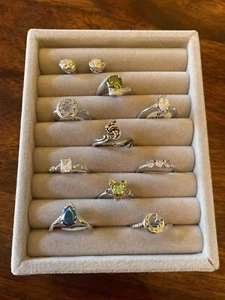 NEW FRAGRANT JEWELS 9 Ring Lot Size 9 NWT and NWoT silver tone ring set earring - Picture 1 of 2