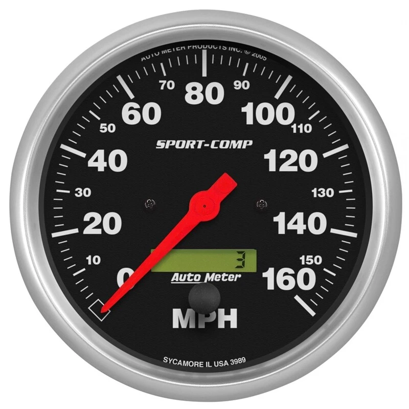 AutoMeter 3989 5 in. Speedometer, 0-160 MPH, Electric, Sport Comp, Black - Image 1 of 1