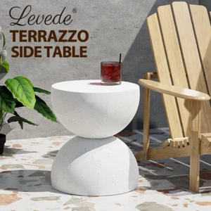 Levede Side Table Terrazzo Coffee End Tables Hourglass Magnesia Stool Stand 40cm - Picture 1 of 11