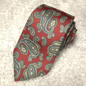 Mario Valentino Necktie Mens 3.6" wide x 57.5 long Burgundy Blue Paisley Pattern - Picture 1 of 7