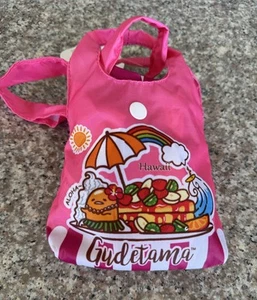 Sanrio Hawaii Pink GUDETAMA Reusable Shopping Bag Foldable into Mini Tote - Picture 1 of 16