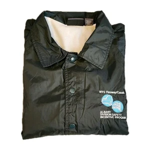 NYS Thruway Canals Highway Travel Albany NY Navy Windbreaker Snap Button Scarce! - Picture 1 of 6