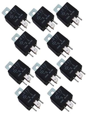 Lote de 10 Relés Omega AU-7 12VDC 30/40 AMP SPDT Pólo Único Arremesso Duplo - Imagem 1 de 4