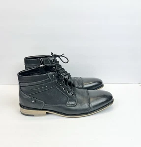 Steve Madden Jotter Boots Herren Größe 10,5 Schnürstiefel Schuhe Schwarz Leder - Bild 1 von 12