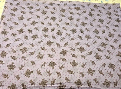 Unusual  COTTON FABRIC Semi Sheer Lilac w/ Brown Floral 2 Yds x 60" AS IS - Image 1 of 4