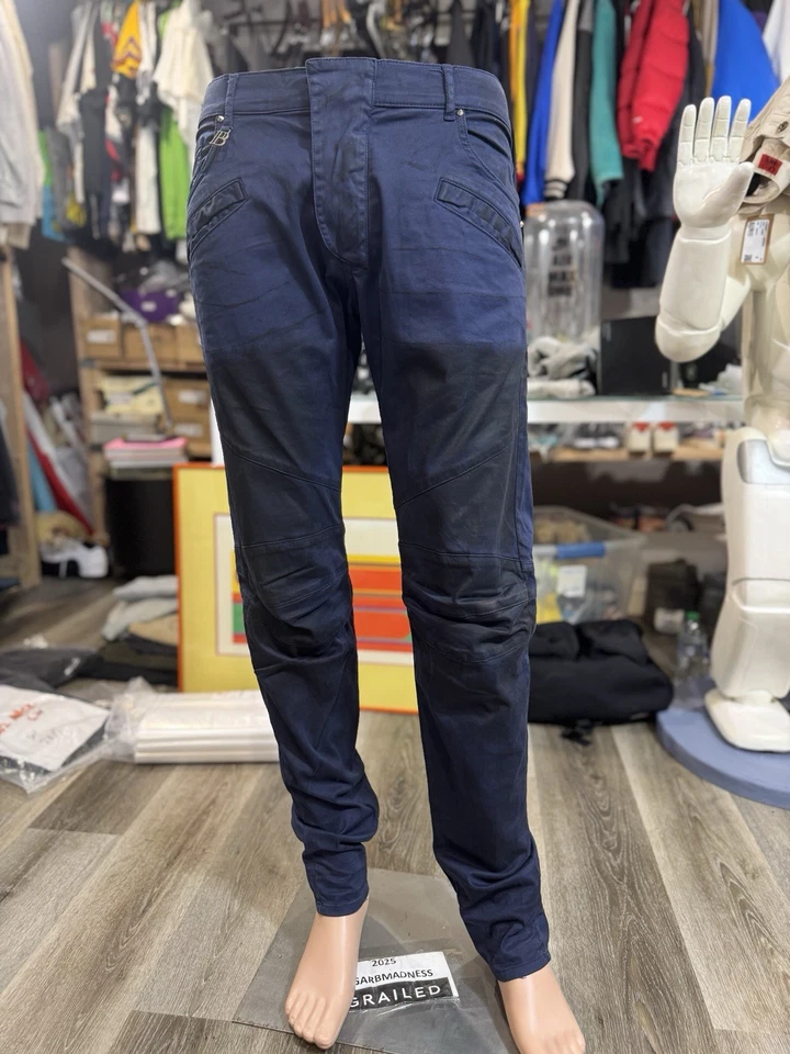 Pierre Balmain Men’s Moto Waxxed Denim Jeans 36  - Image 1 of 4