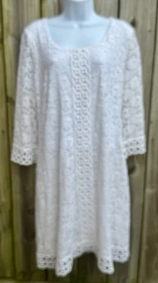 Alfani Dress Women Lace Crochet Fairy Party Feminine Retro Lined White Size L - Image 1 of 4