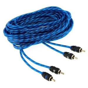 2-Kanal Cinchkabel 5m, transparent blau mit kurzen Steckern - Picture 1 of 1