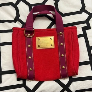 Bolso Louis Vuitton Rojo Púrpura Antigua Cabas PM AUTÉNTICO - Imagen 1 de 7