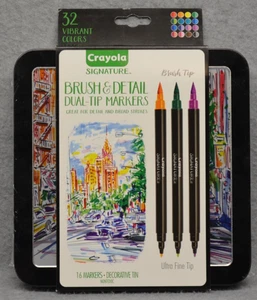 New Sealed Crayola Brush & Detail Dual-Tip Markers 32 Vibrant Colors - Picture 1 of 3