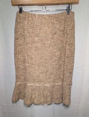 Falda lápiz de tweed para mujer Anne Klein talla 4 beige crema carrera neutra elevada Foto 1 de 4