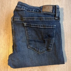 Vintage American Eagle Women's Blue Jeans Size 10 Stretch Strait Leg Distressed - Picture 1 of 14