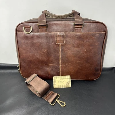 Boconi Garth Slim Laptop Messenger Bag Leather Organizer Commuter 10.5x2x15 - Image 1 of 4