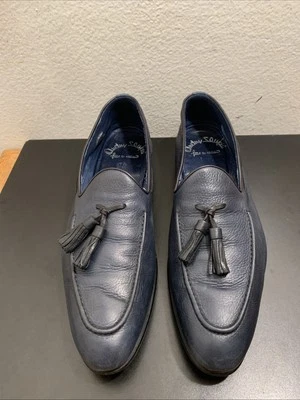 Mocassim SANTONI Fatte a Mano Avental Biqueira Lado Macio Azul com Caneca 10 F $900 - Imagem 1 de 4