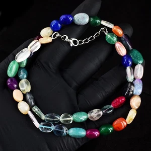 Genuine 211.00 Cts Multicolor Fluorite & Onyx Beaded Awesome Necklace RK 18 E731 - Picture 1 of 3