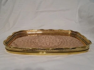 Antikes Kupfer und Messing Tablett Germany gestempelt GBM G B M - Bild 1 von 12