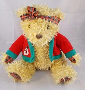 Hallmark orsacchiotto peluche plaid fiocco giacca di Natale siede 10 pollici peluche - Foto 1 di 5
