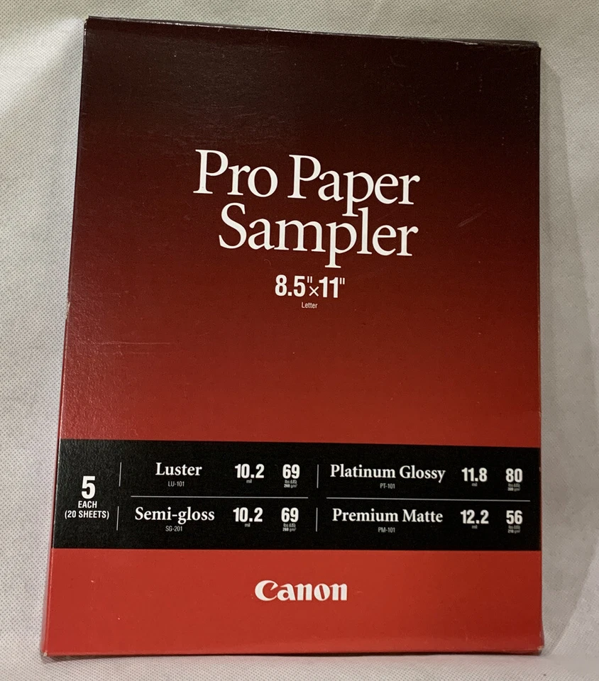 Canon Pro Paper Luster Sampler Pack 8.5 x 11" - Total 20 Sheets #8657B012 - Image 1 of 2