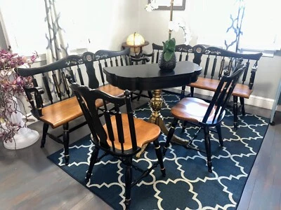 复古箭头后凳,执事长凳,希区柯克风格 6 腿模板长凳 — 第 1/4 张图片