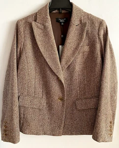 Talbots Tweed Blazer Jacket Kate Fit Wool Blend Lined Brown 14W Petite NWT - Picture 1 of 4