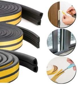 D/E/P/I Type Rubber Seal Weather Strip Sticky Foam Tape Door Window Draught 5M - Picture 1 of 12