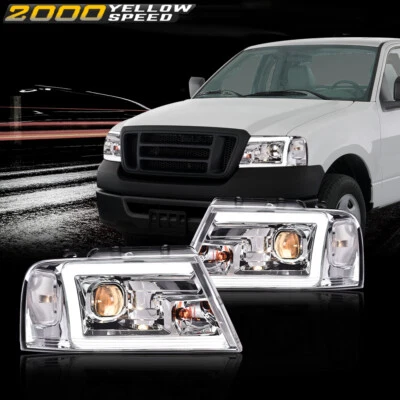 Fit For 2004-2008 Ford F150 Lincoln Mark LT LED DRL Chrome Headlights Left+Right - Изображение 1 из 4