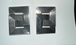 SWANK MENS SILVER /BLACK Geometric SQUARE Cuff-Links RETRO VTG MOD MCM Unique - Picture 1 of 5