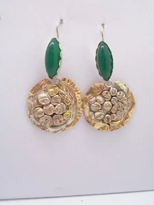 Orecchini in ARGENTO 925 con Pietra sintetica verde -imitazione smeraldo - giada - Imagen 1 de 5