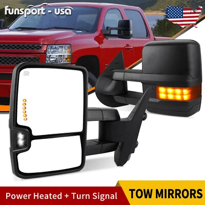 Tow Mirrors for 2007-2013 Chevy Silverado Sierra 1500 2500HD 3500HD Power Heated - Image 1 of 4