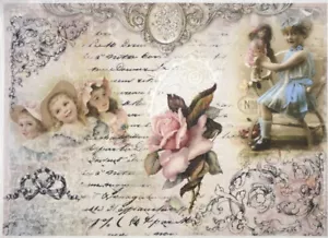 Papel de arroz para cuaderno de recortes hoja artesanal - chicas lindas - Imagen 1 de 1