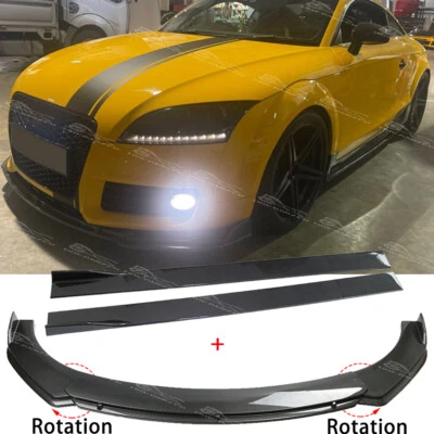 For Audi TT TTS MK2 MK3 Carbon Front Bumper Lip Spoiler Splitter & Side Skirts - Image 1 of 4