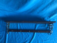Pre-Owned Vintage Solid Wood Brown Decorative Wall Mount 30” Plate Shelf & Hooks