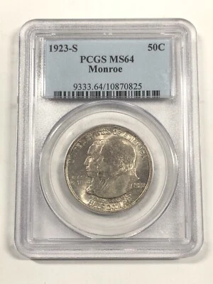 1923-S Monroe Commemorative Half Dollar PCGS MS64 4HEA25 - Image 1 of 4