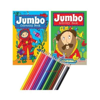 KIDS A4 Jumbo Activity Colouring Book Books Pencils OVER 144 PAGES CHILDREN - Image 1 of 4
