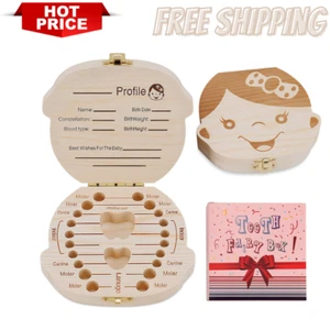Baby Tooth Box Wooden Kids Keepsake Organizer For Baby Teeth Cute Children Tooth - Picture 1 of 7